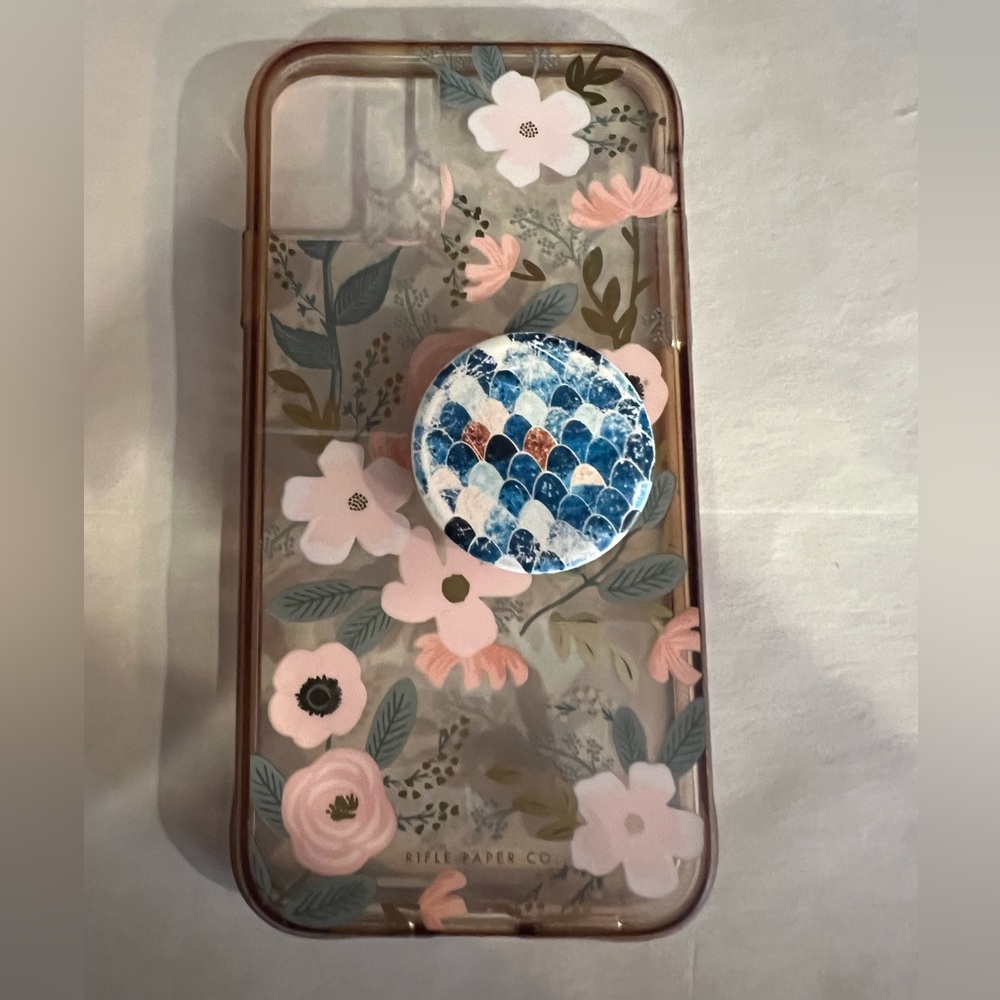 Gently used Rifle Paper Co iphone 11 case - w glass covers and pop socket!